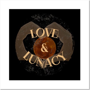 Love and Lunacy | Blood Moon with Finger Heart | Grunge Eclipse Posters and Art